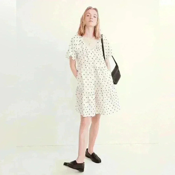 Madewell XS Cotton-Linen Lorelei Mini Dress in Clip Dot RETAIL $98 - Picture 1 of 9